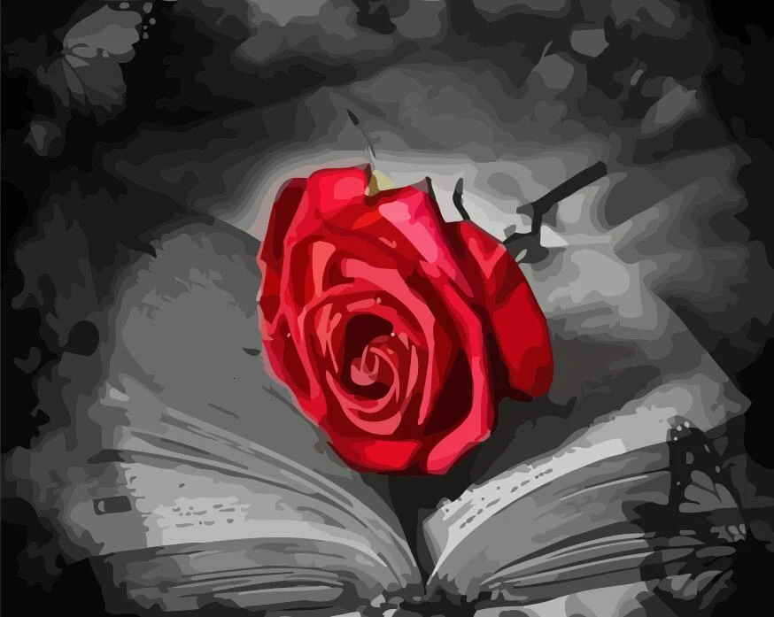 HUACAN Oil Painting By Numbers Rose Flowers Kits Drawing Canvas HandPainted DIY Pictures Home Decoration Art Gift - Цвет: SZHC1-719