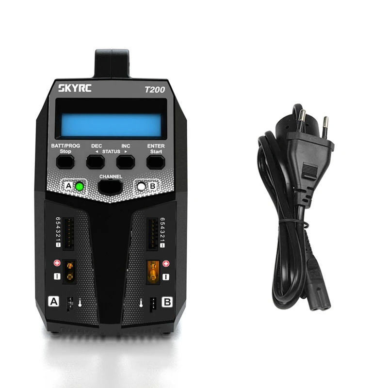 

LCD Screen AC DC Dual Balance Drone Battery Charger 2 USB Channel Li-ion Nimh Nicd Lipo Battery Charger T200 With Wires
