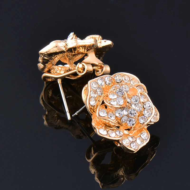 Женские винтажные серьги SINLEERY Серьги серебряного цвета с фианитом в форме розы