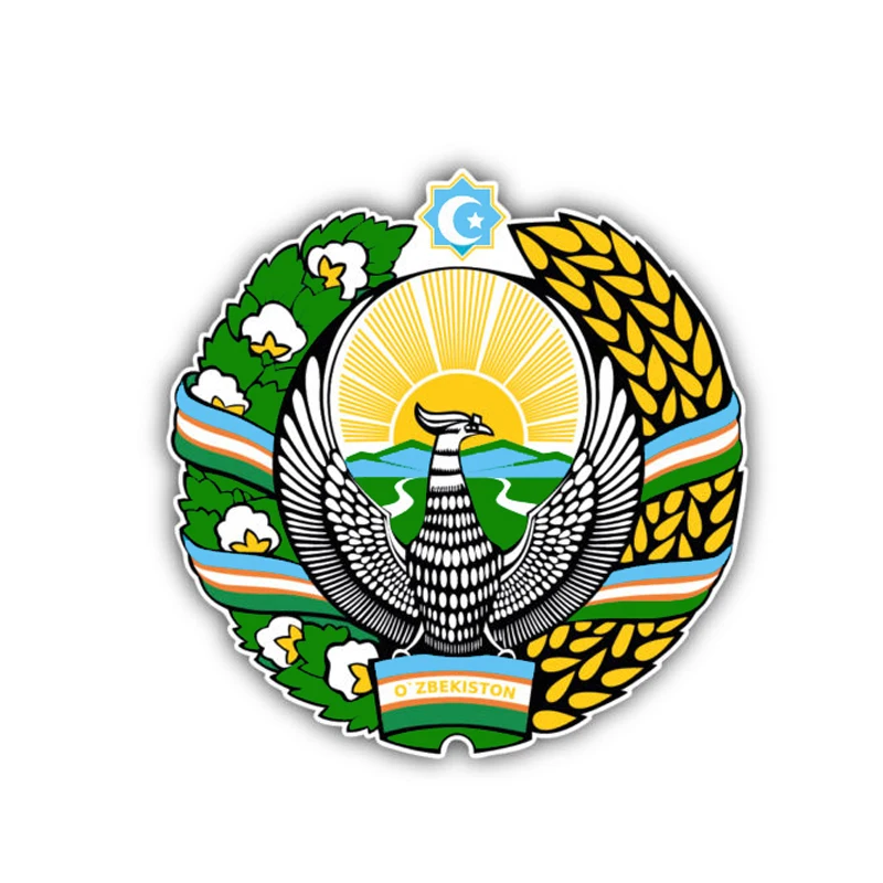 

Interesting Car Sticker Uzbekistan Coat of Arms Styling PVC 13cm X 13cm Accessories
