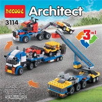 decool 3114 city creator 3 in 1 vehicle transporter crane figure blocks construction building toys for children christmas gift