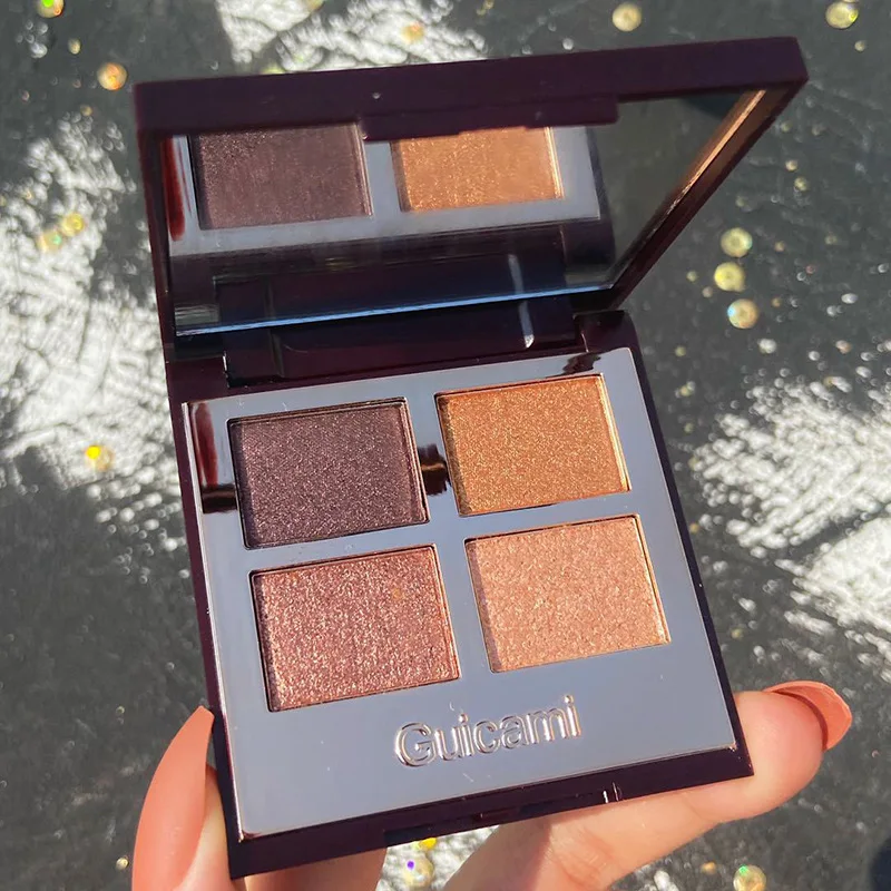 Палетка теней для век 4 цветов жемчужные матовые блестящие земляные тени Красота