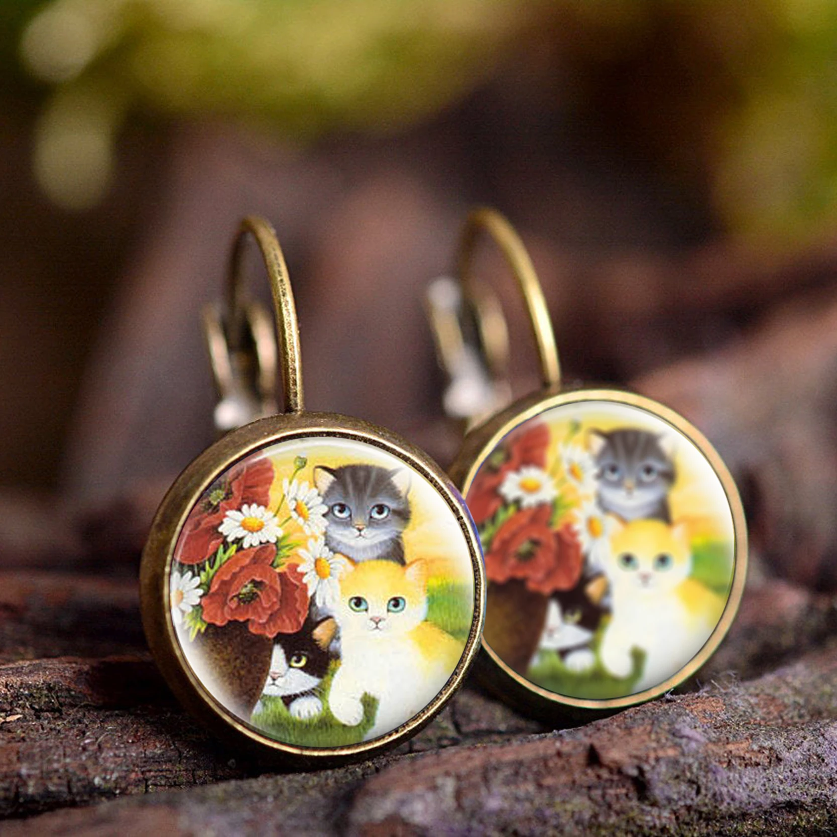 Женские модные серьги стеклянный кабошон очаровательные гвоздики ручной работы