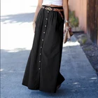 Летняя мода макси длинные юбки ZANZEA женские джинсовые юбки на пуговицах повседневные макси юбки с карманами однотонные женские юбки в складку больших размеров