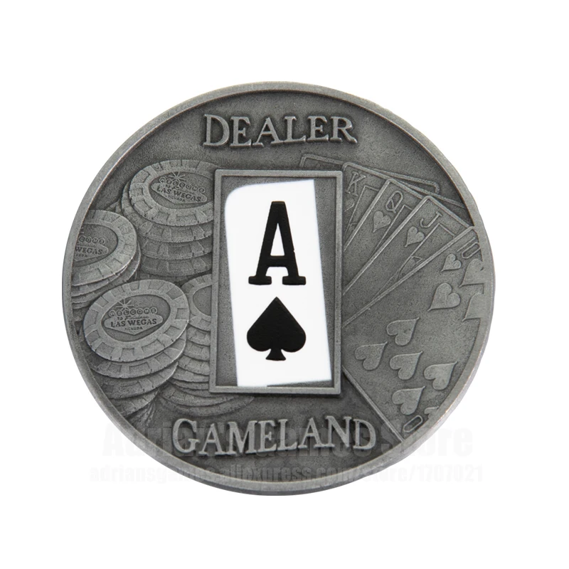 Металлический Дилер Кнопка ACE покер аксессуар карты пресс|Покерные фишки | |