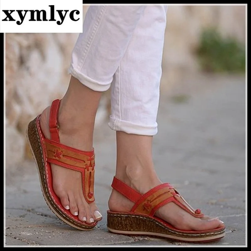 

2020 Women Sandals Summer Retro Sandals Soft Bottom Wedges Shoes for Woman Sandals Beach Chaussures Femme Women Shoes Plus Size