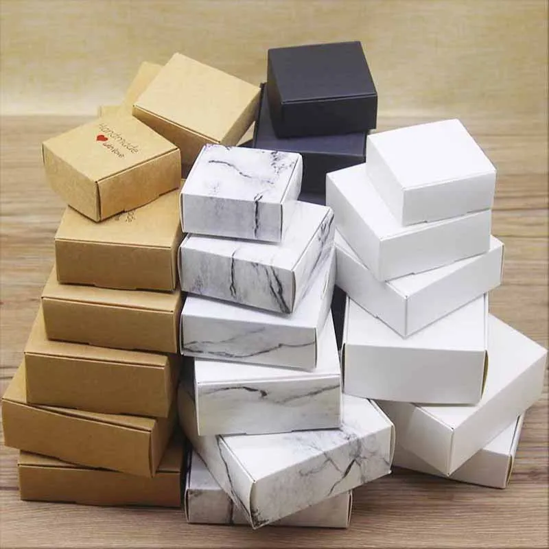 

10pcs Kraft Paper Multifunction Box Cardboard Marbling Handmade DIY Favor Gift Candy Box Package Christmas Party Wedding Decor