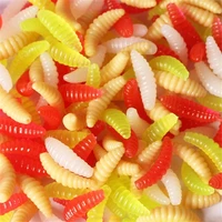 100pcs fishing lure lifelike insect worms larva grub soft bait silicone artificial baits smell shrimp additive low carp