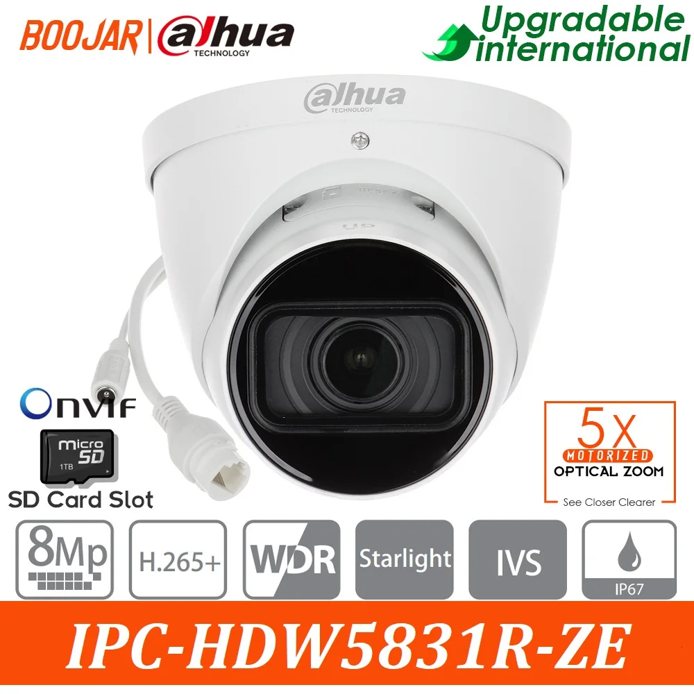 Оригинал Dahua 4 к IP Камера IPC HDW5831R ZE 8MP WDR ИК глазного яблока сети Встроенный слот для