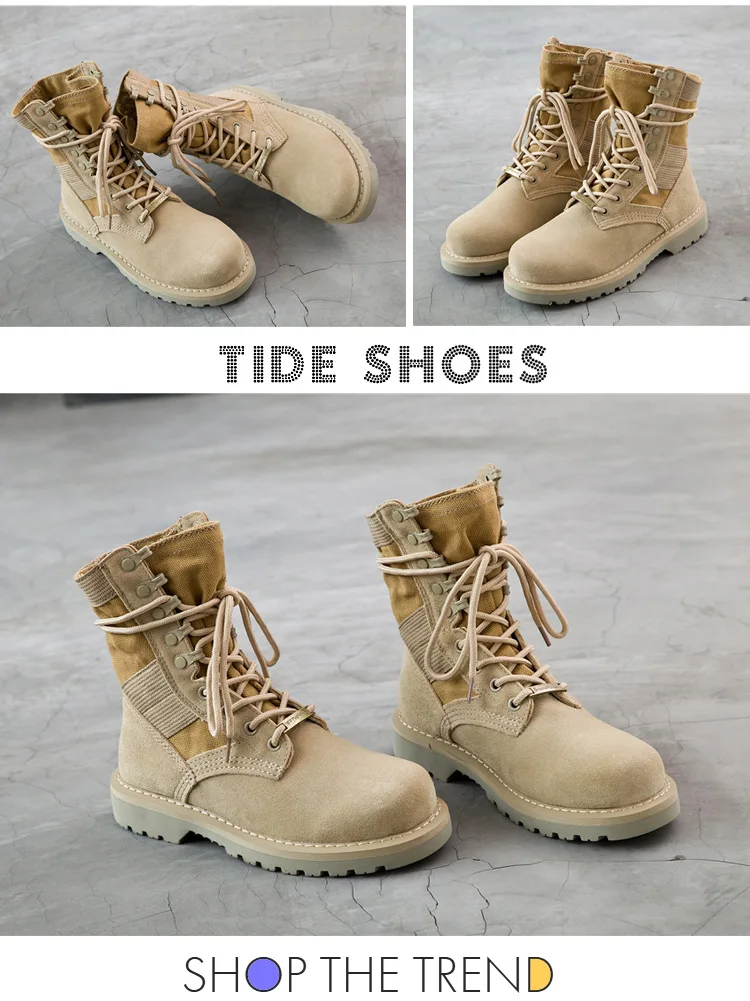 LAKESHI Brand Men Boots Fashion Motocycle Boots Men Shoes Winter Military Boots Male Autumn Winter Leather Desert Male Boots