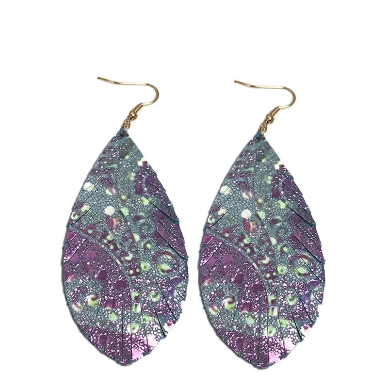 Cpop новые модные блестящие серьги из натуральной кожи для женщин массивные