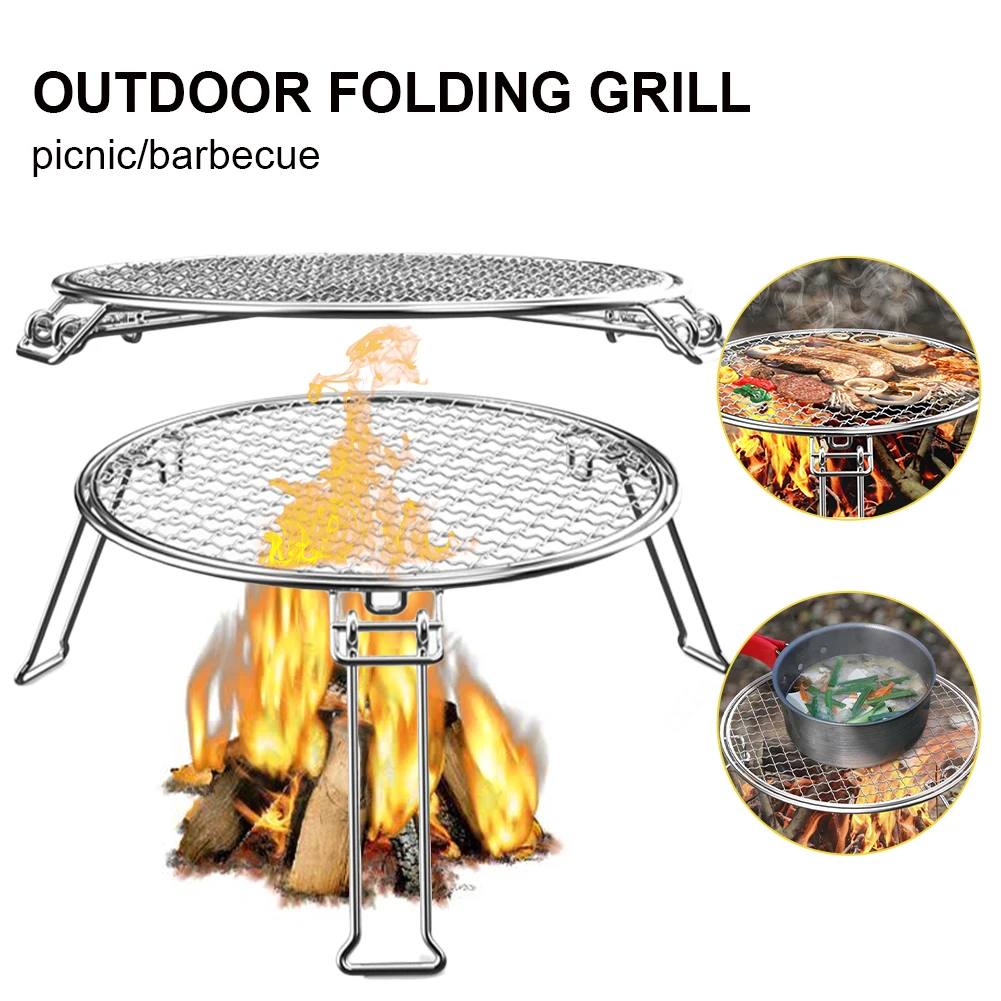 

Campfire Grill Folding 304 Stainless Steel Barbecue Grill Portable Camping Grate for Picnic Backpacking Hiking