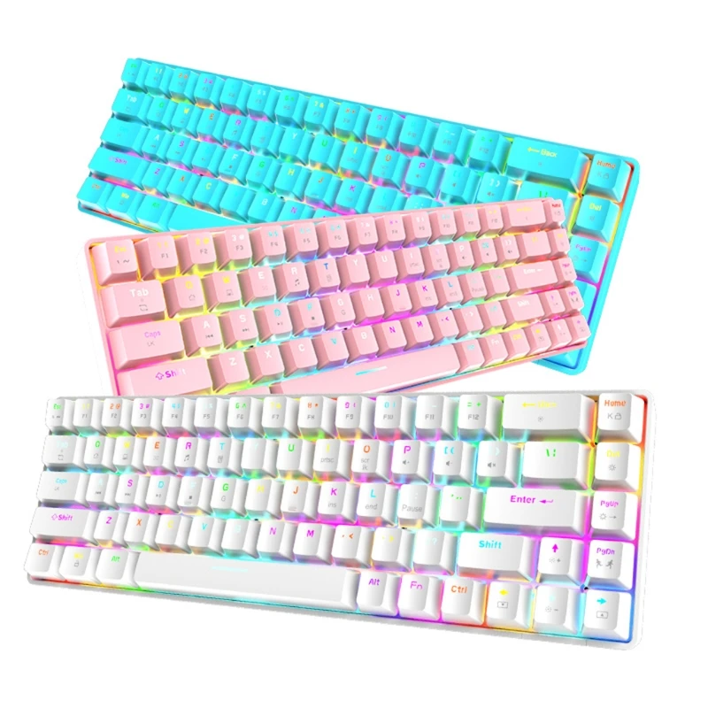 

Механическая клавиатура с 68 клавишами, RGB подсветка, USB Проводная игровая клавиатура, 18 видов светодиодный