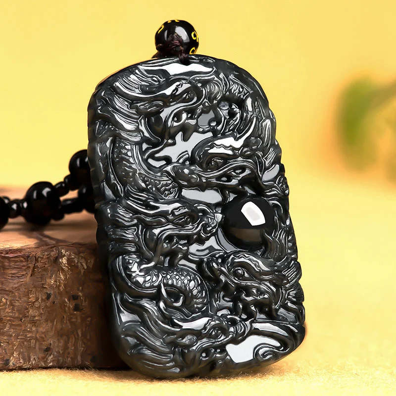 

Hot Selling Natural Hand-carve Jade Black Zodiac Dragon Brand Pendant Fashion Jewelry Men Women Luck Gifts Amulet