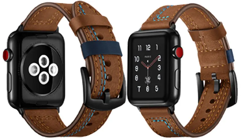Ремешок из натуральной кожи для apple watch 42 мм 38 мм iWatch 4 ремешка 44 мм/40 мм кожаный ремешок для часов Браслет apple watch 5 4 3