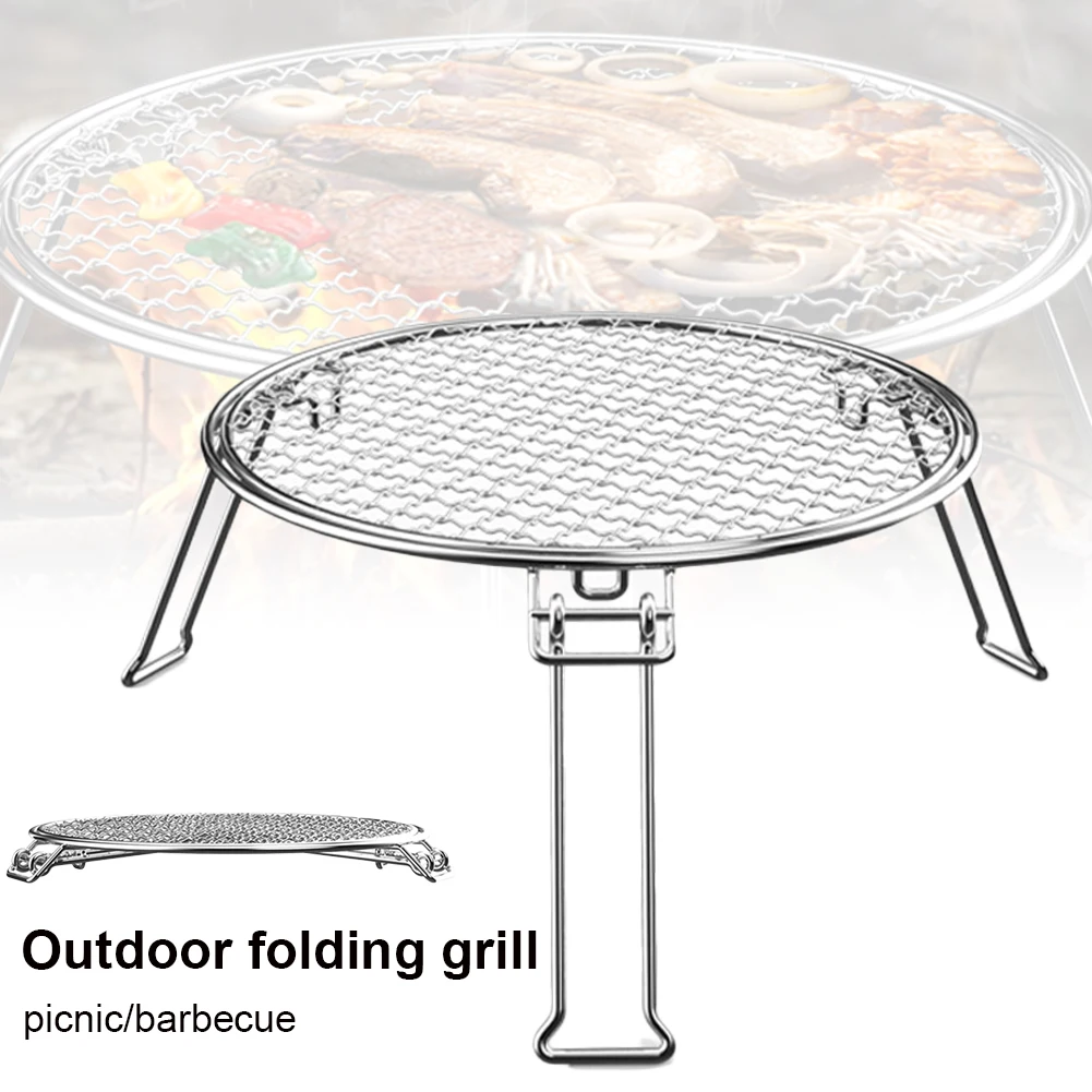 

Folding Campfire Grill Heavy Duty Steel Grate Portable Over Fire Camp Grill for Outdoor Open Flame Cookin Circle Large