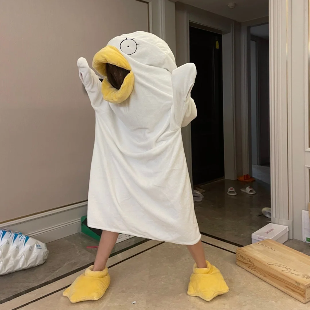 Pijama de franela con dibujos animados del pato Elizabeth, saco de dormir, manta divertida con capucha de pato, disfraz de fiesta de cumplea&ntilde;os y Halloween-1