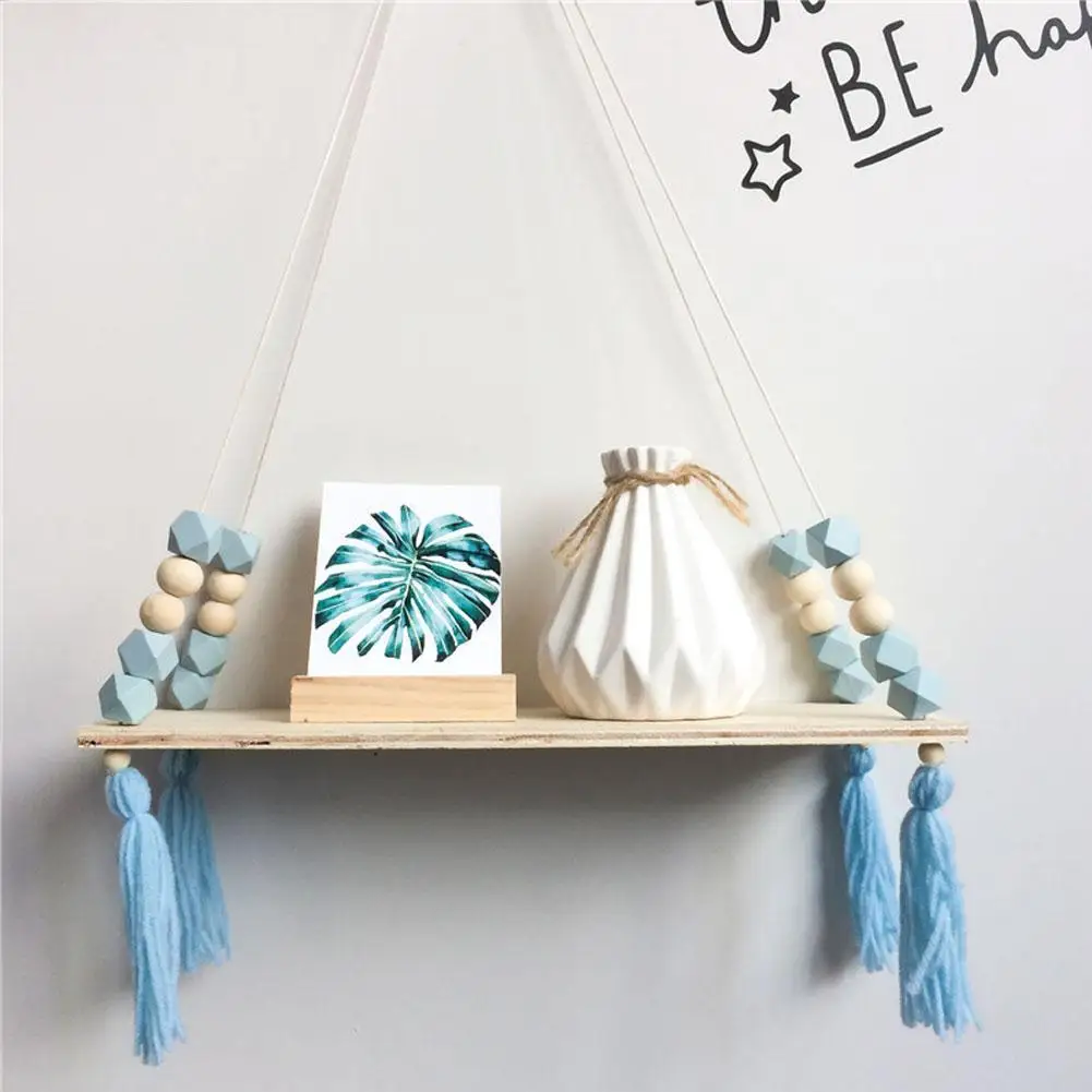 

Nordic Wooden Wall Shelf With Clothes Rack Children Room Craft Storage Rack Rope Wall Hanging Kid Bedroom Living Room Decor N4