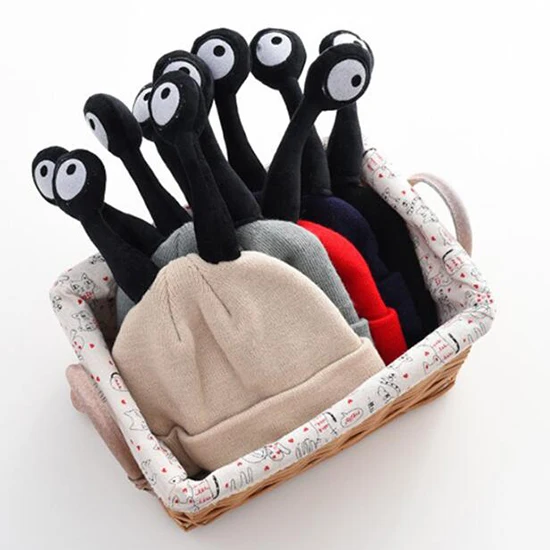 Детская модная популярная шапка с двумя антеннами Теплая милая детская рисунком