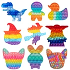 Игрушки-Динозавры для взрослых, Детские радужные Мультяшные пузырьки, милые игрушки, сжимаемые игрушки для снятия стресса, забавные сенсорные игрушки