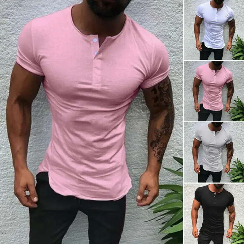 Футболка мужская с V-образным вырезом приталенная тенниска для бега майка