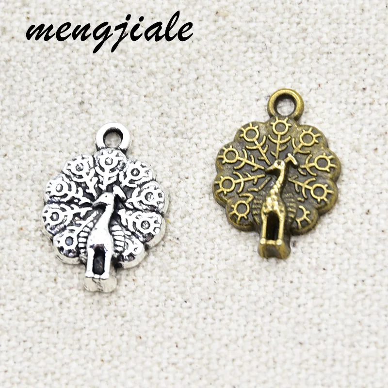 

15 шт.; Оптовая продажа; Детское нижнее белье из двух Цвет Подвески в виде павлинов из цинкового сплава, цинковый сплав, метлаллическая Птица Подвески для DIY ювелирные изделия ручной работы для производства комплектующих для 20*14 мм