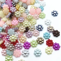 suoja 100pcspack mix color mini flower shape imitation half round pearl flatback beads for scrapbook diy decoration 10mm
