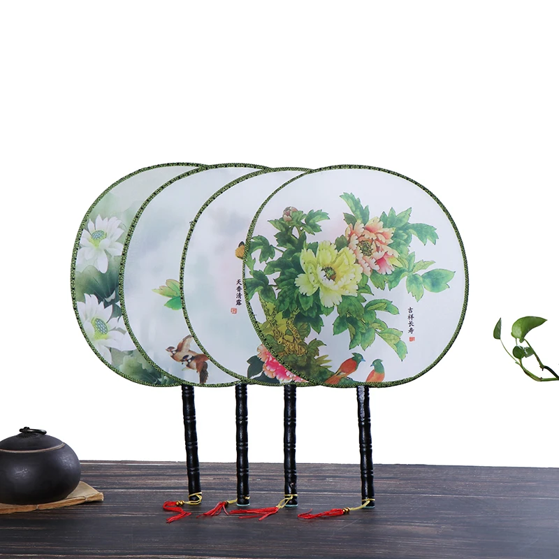 Китайский винтажный круглый веер с принтом подарок для свадьбы вечеринки танца в