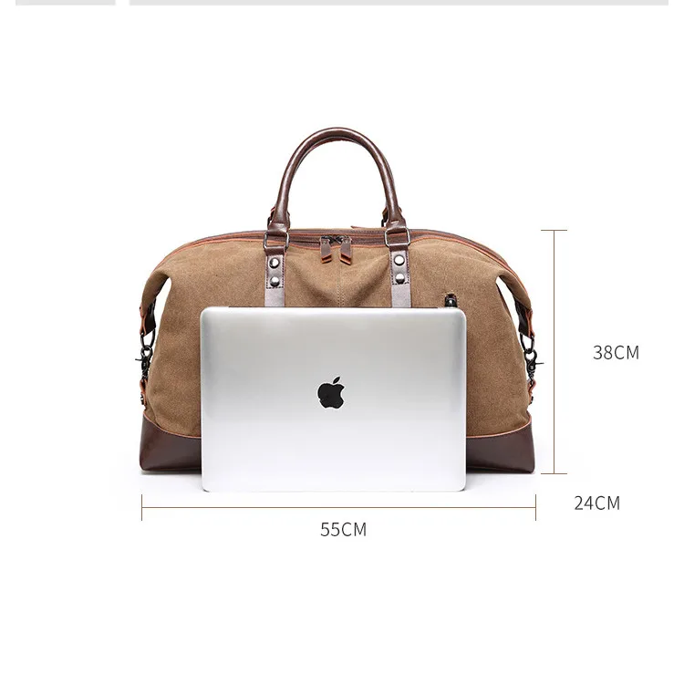 

Large-capacity leather canvas travel bag Casual canvas bag One-shoulder handbag dual-use Messenger bag duffel bag