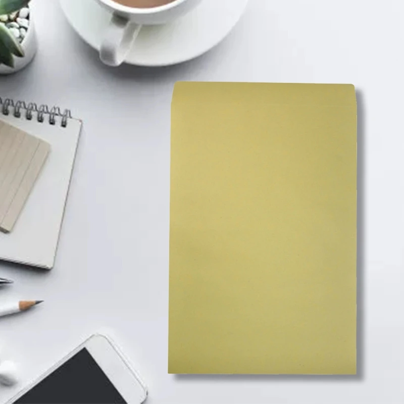 

50Pcs A4 File Holder Kraft Paper Bag Stamp Storage Bag 9.01x12.75in 100 Sheets Capacity Self-adhesive for Photos Letters