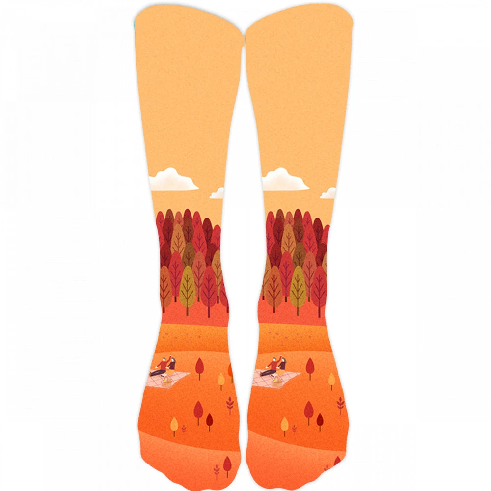 Хлопковые носки осенние цветные носки-трубы с листьями компрессионные модные