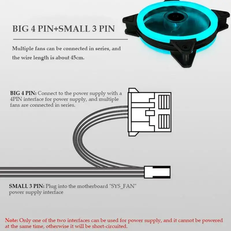 120 мм компьютер чехол Вентилятор охлаждения кулер 4PIN RGB светодиодный 12V 23DB 1200