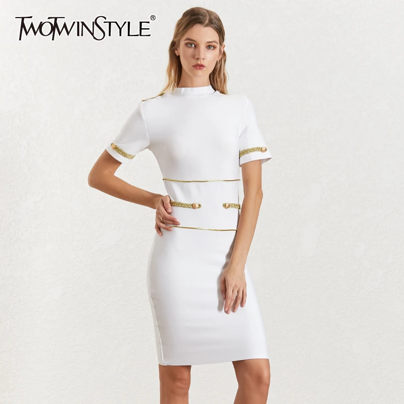 Женское мини платье TWOTWINSTYLE облегающее вечернее с коротким рукавом и высокой