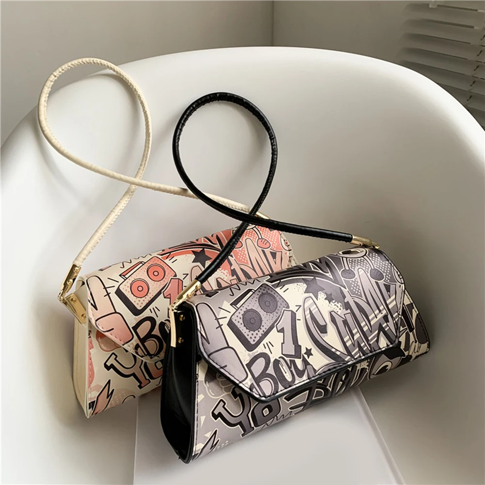 

Luxury Designer Bags for Women 2021 Trend Comics Printing Shoulder Underarm Hobo Bag Casual Ladies Small Purses and Handbags