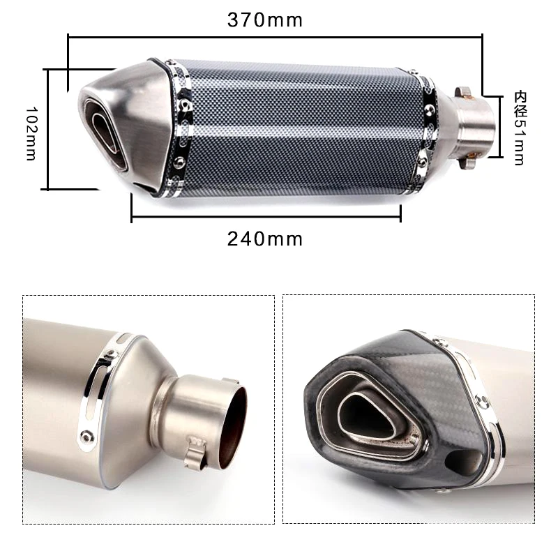 

Универсальная Модифицированная муфля для выхлопных газов мотоцикла, 36-51 мм, для скутера HONDA R1 R3 R25 FZ6 YZF ER6N ATV, выхлопные газовые велосипеды