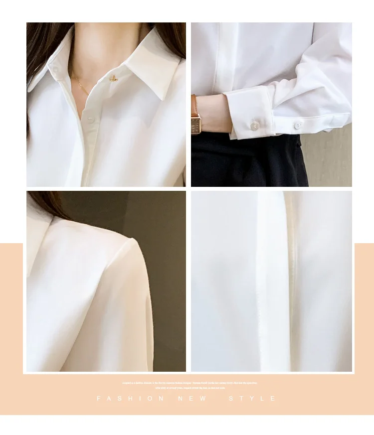 

Long Sleeve White Blouse Chiffon Blouse Shirt Blouse Women Blusas Mujer De Moda 2021 Turn Down Collar Office Blouse Tops