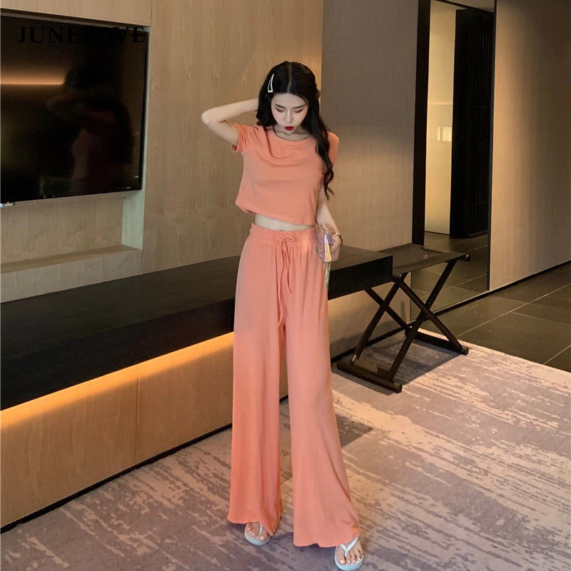 Черный комплект из двух предметов с короткими рукавами повседневные свободные