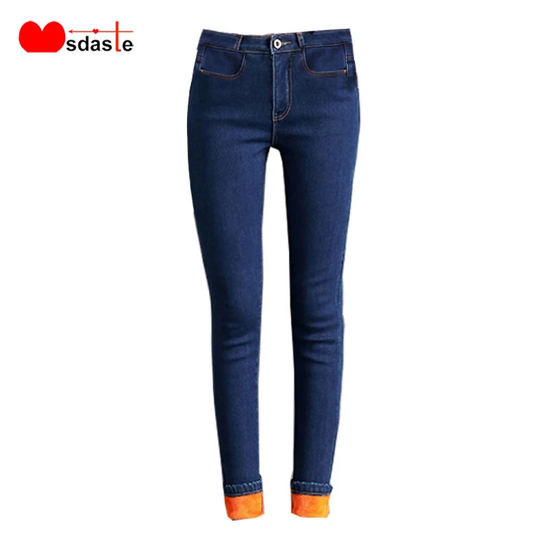 Зимние джинсы женские бархатные джинсовые брюки 2019 Высокая талия длиной до