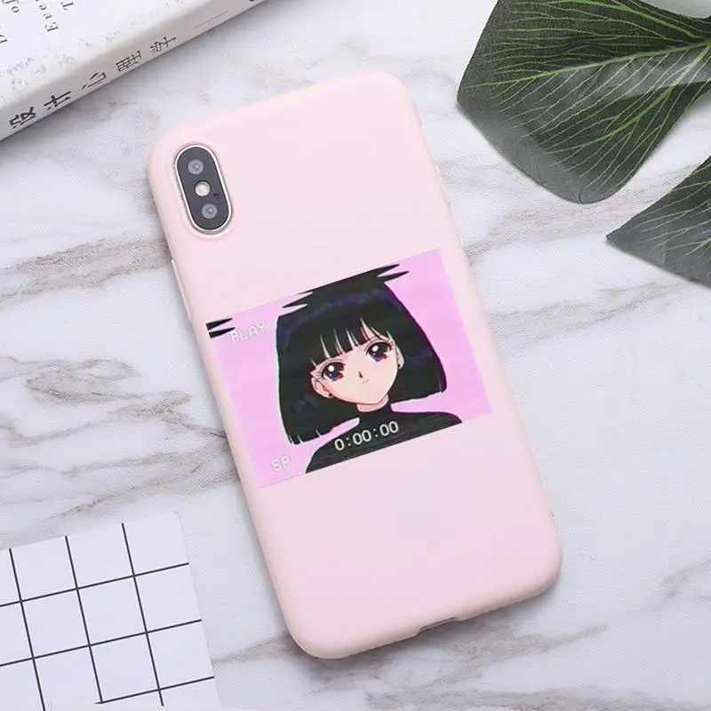 

Cartoon Sailor Moon Cute Girl Phone Case for iPhone 11 Pro Max X XR XS 8 7 6s Plus Matte Candy Pink Silicone Cases