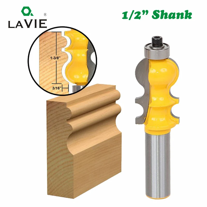 LAVIE 1pc 12mm 1/2 Shank Casing & Base Molding Router Bit Special Moulding Bit Line Woodworking Milling Cutter for Wood MC03086