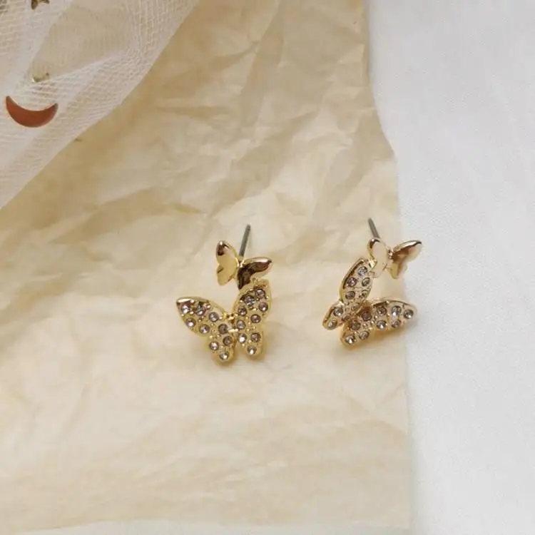 Crystal Stud Earrings Insect Party Korea Silver Jewelry Butterfly Earring | Украшения и аксессуары