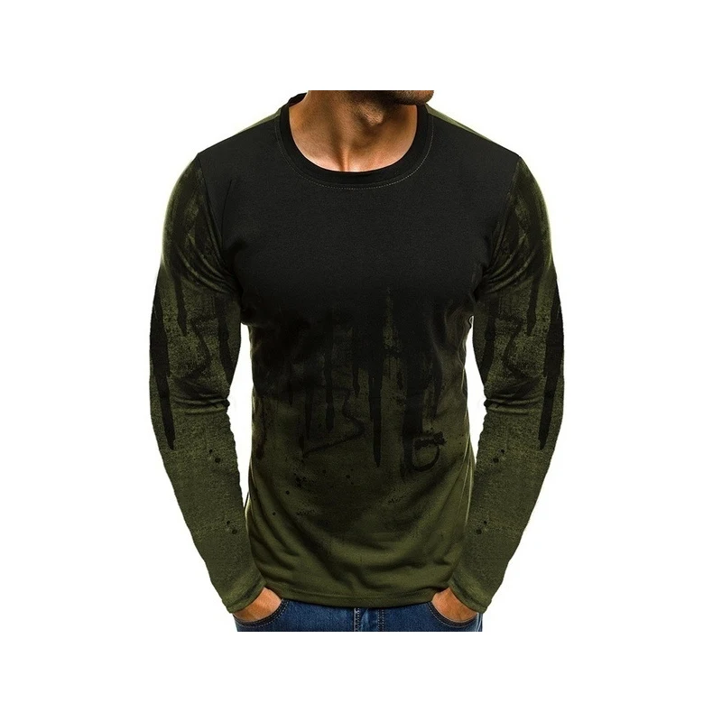 

Men's Fashion Sports And Fitness Camouflage Long Sleeved T Shirt Autumn Personality Printed Men T Shirt New Style 2020 Summer