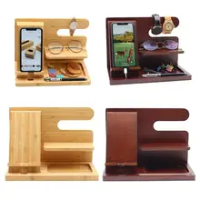 Wooden Charging Dock Stand Station Bamboo Base For Apple Watch IWatch IPhone Charger Pine Storage Holder Desktop Organizer Gifts