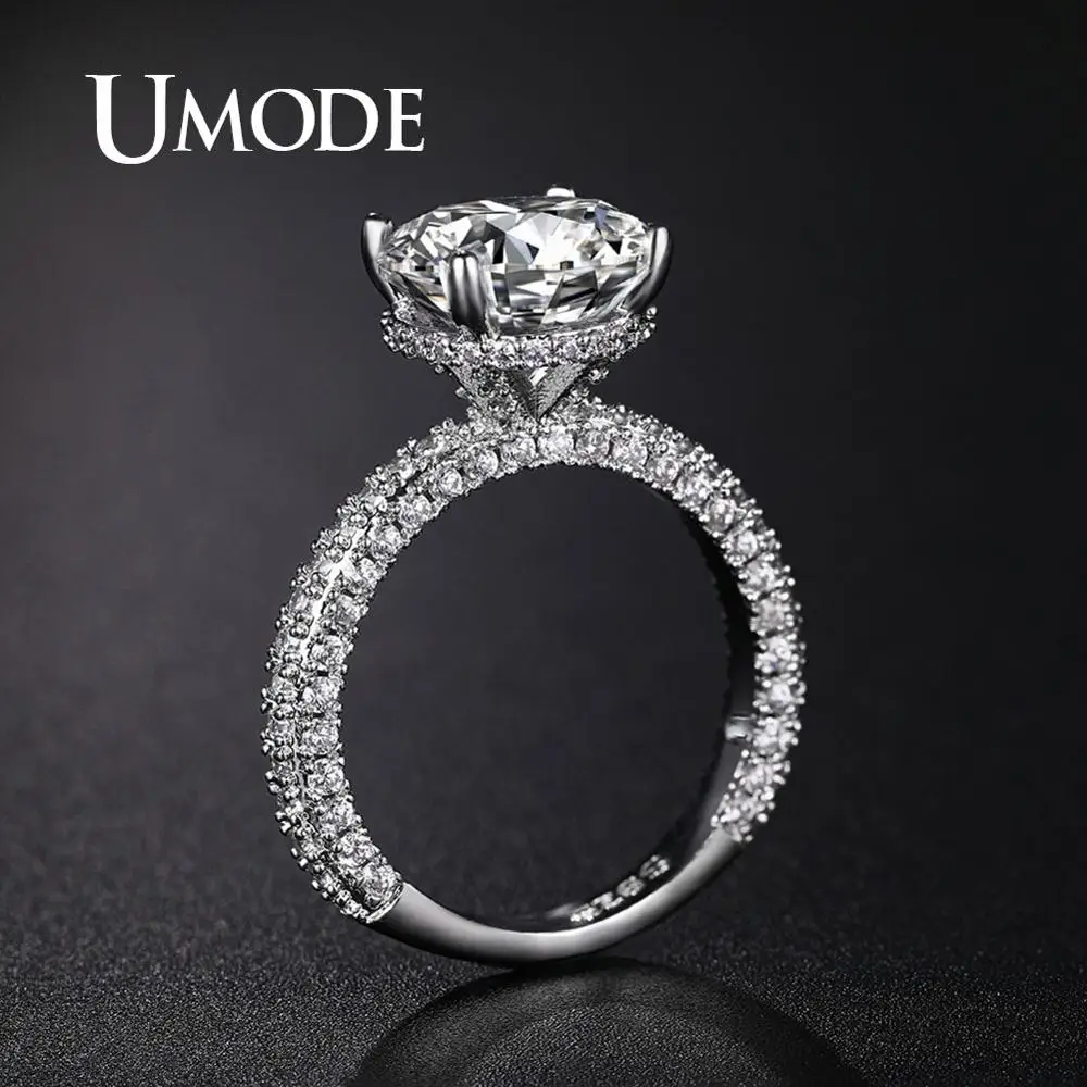 UMODE белое золото цвет свадебные кольца для женщин Bijoux кольцо ювелирные изделия AAA Bague аксессуары Femme подарок на помолвку для девочек UR0574A