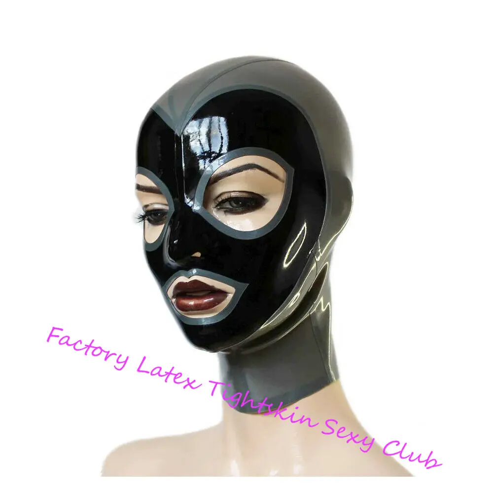 

Latex Hood Open Mouth and Eyes for Catsuit Handmade Rubber Mask Club Wear Halloween Accessories Costumes for Women