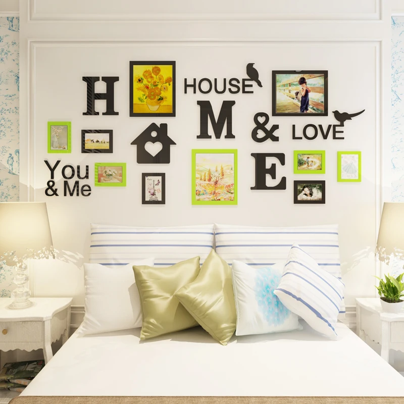 WS54  Warm photo frame combination 3D stereoscopic wall sticker family photo wall decoration living room sofa sticker