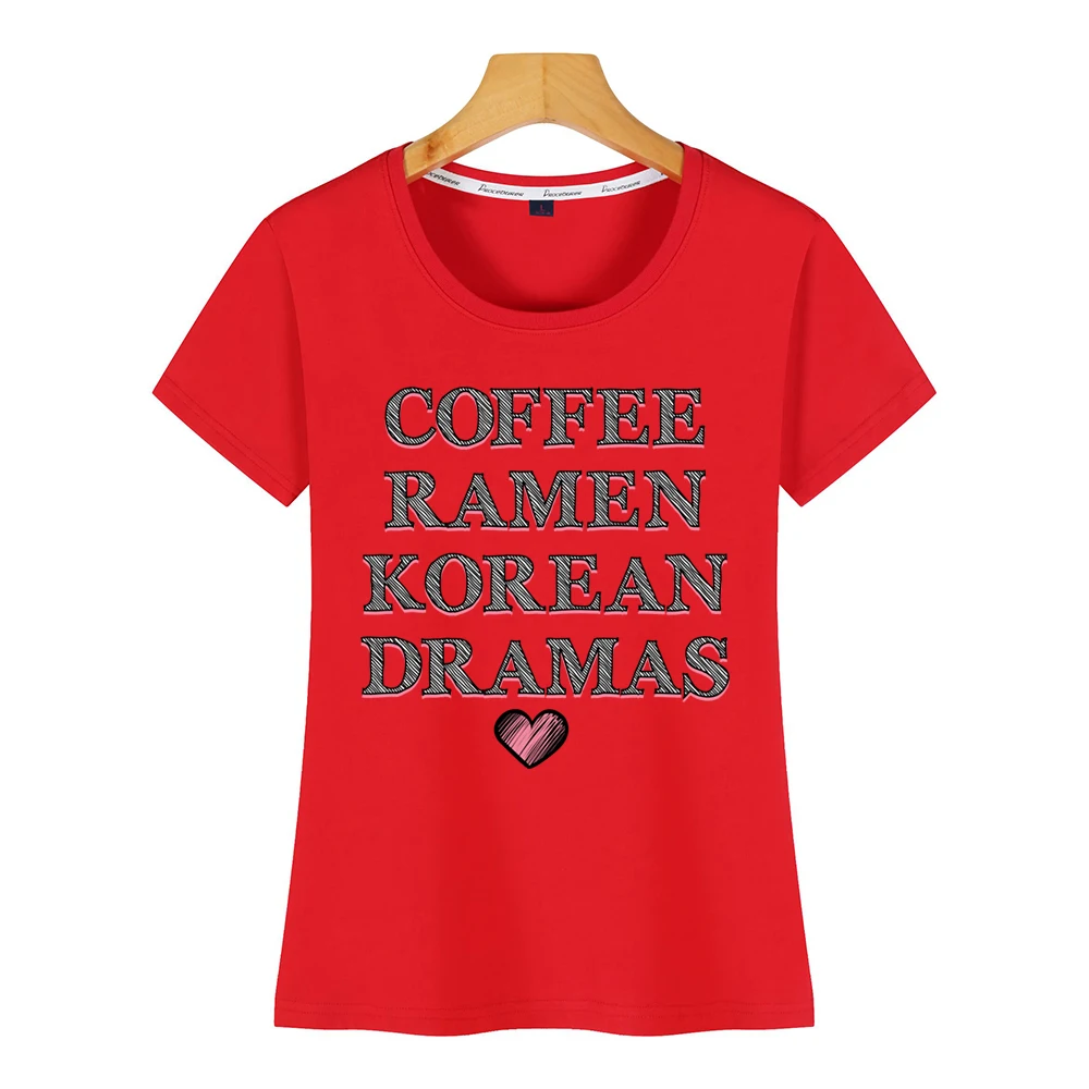 Топы футболка женская кофе рамен Корейская Драма забавная Harajuku хлопковая