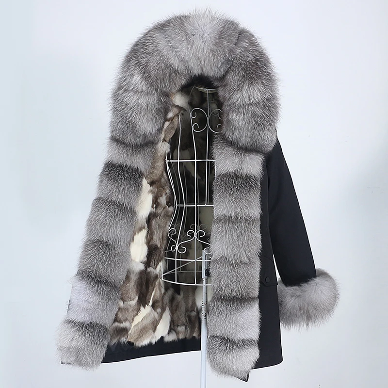 

Winter Jacket Women, Long Waterproof Jacket, Real Fox Fur Coat, Natural Raccoon Fur Hood, Warm Street Style