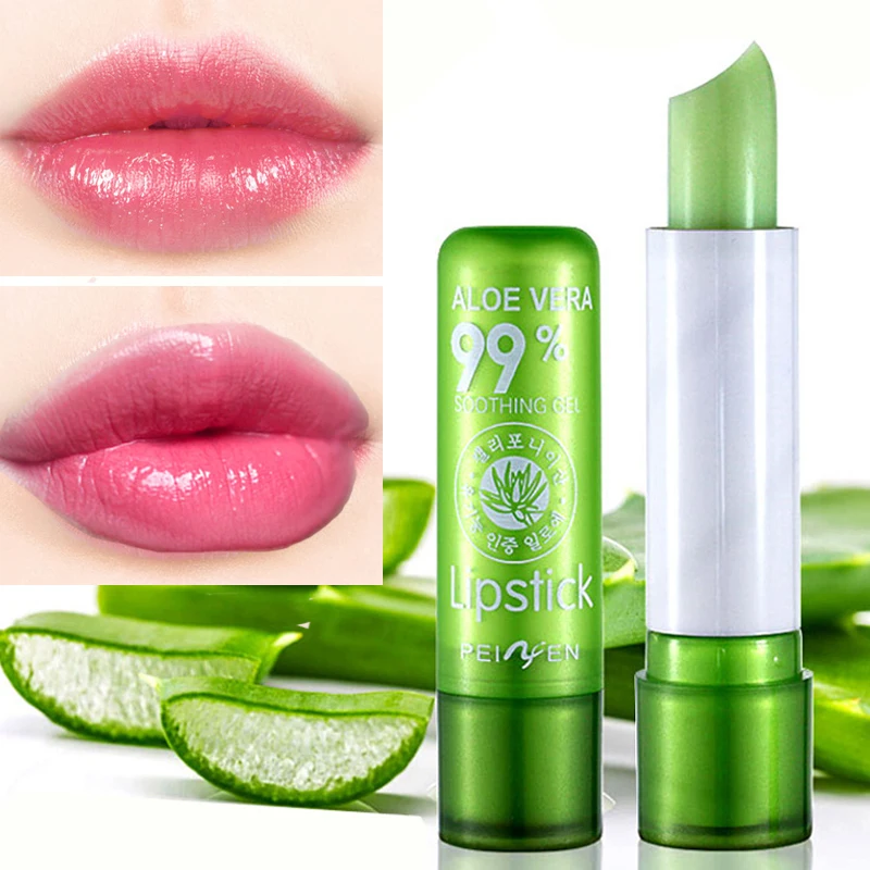 

Aloe Vera Lip Balm 1 Pcs Moisturing Long-Lasting Natural Anti Lips Aging Color Mood Changing Fashion Makeup Lipstick