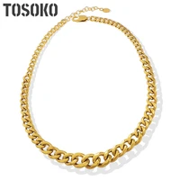 tosoko stainless steel jewelry thick chain necklace female hip hop exaggerated clavicle chain bsp170